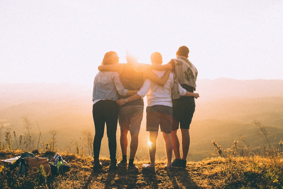 group of friends supporting